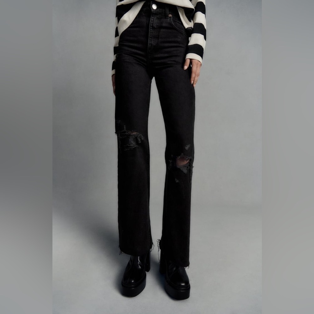 Zara TRF Wide Leg Ripped Jeans (nwt)